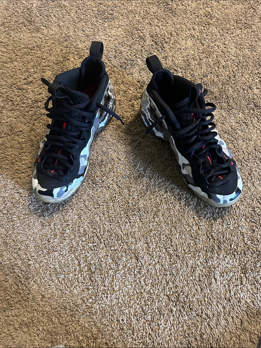Nike Black Gray Camo Foamposite Sneakers